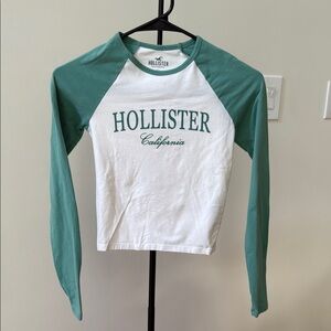 Hollister Teal and White Raglan Tee